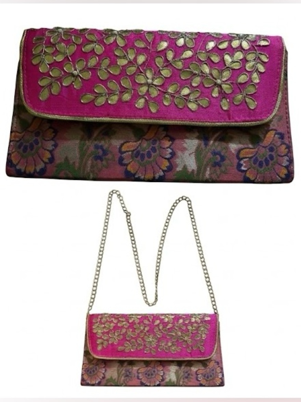 Embroidered Floral Pink Clutch Crossbody Bag | 10x6x 1.5 NWOT